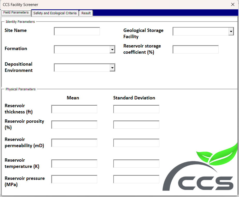 A screenshot of the CCS Facility Screener