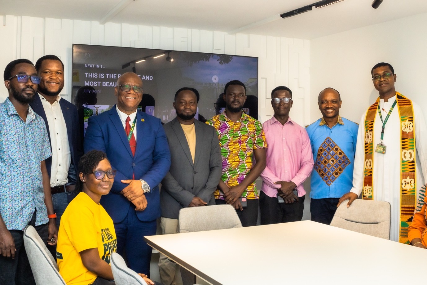 Photograph of the team in the conference room