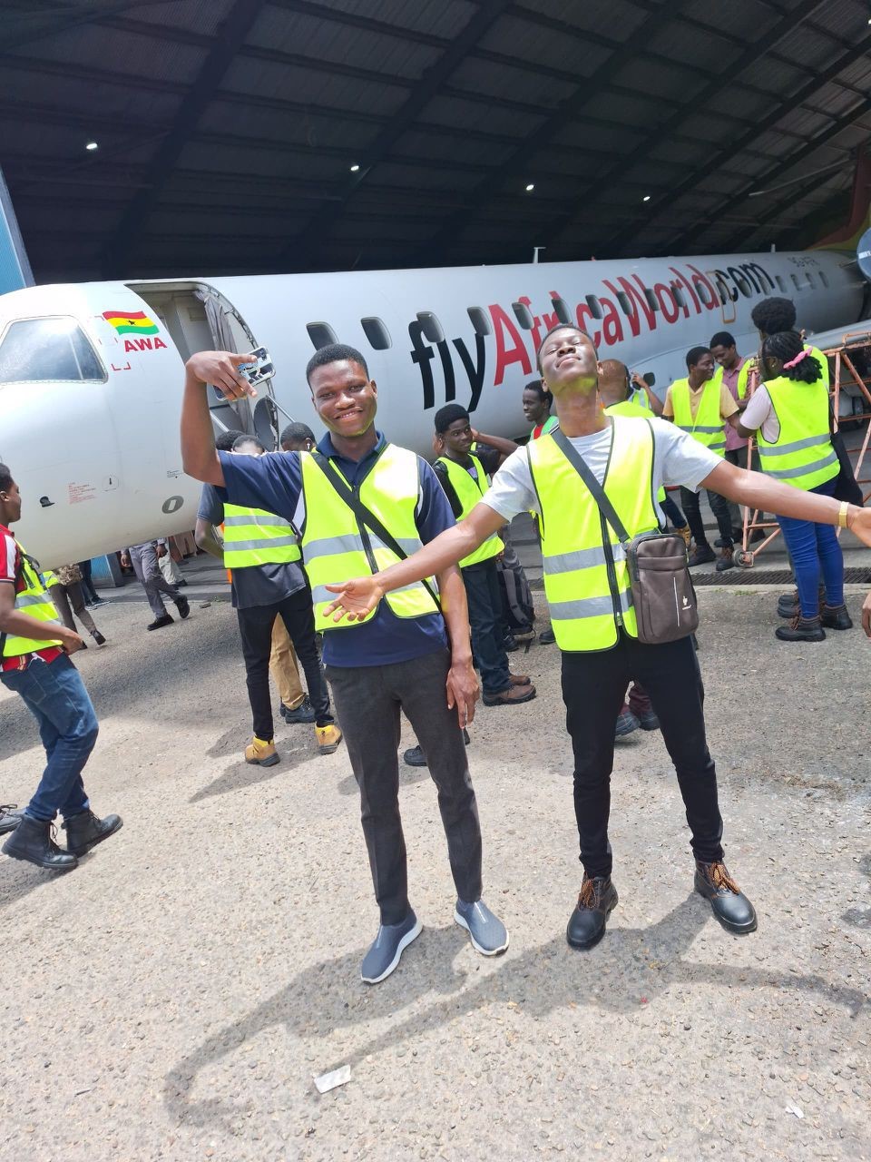 Aerospace engineering students at the Ghana Airforce Aviation College (GHFAC) for their vacation training.