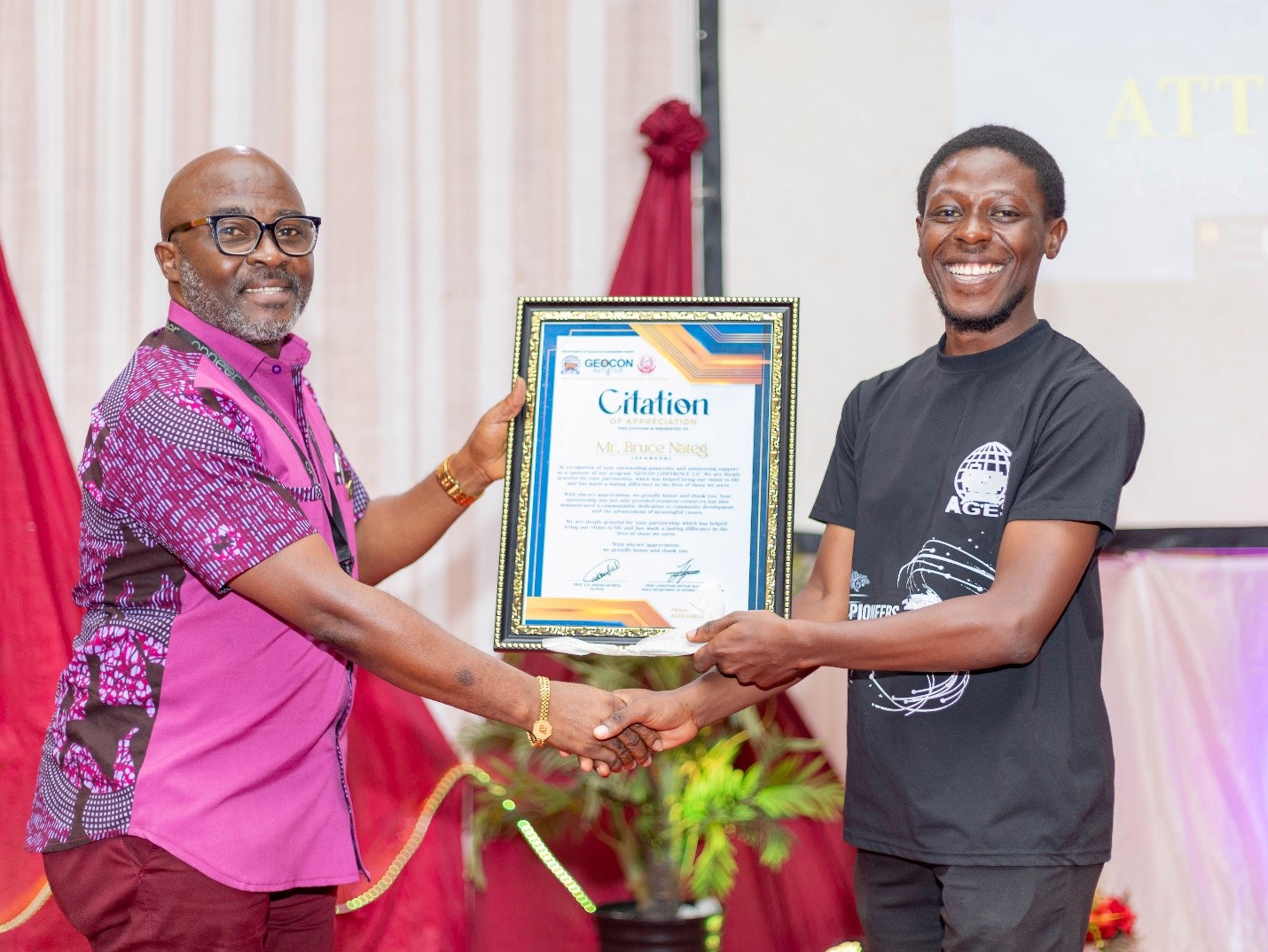 Presentation of citation to Surveyor Isaac Larbie